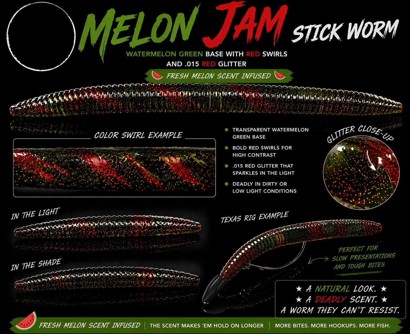 Layton's Baits Melon Jam 5-inch stick worm