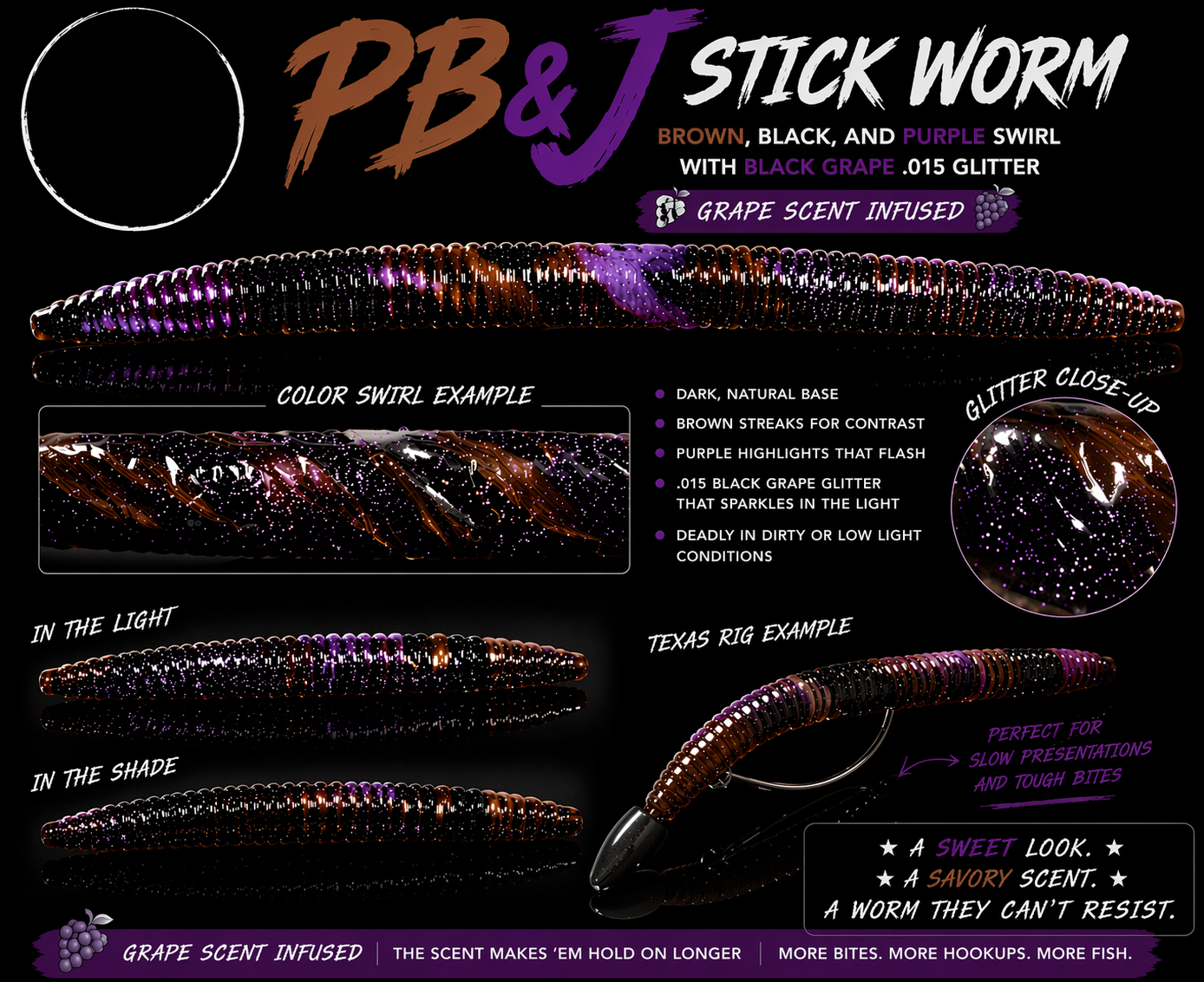 Layton's Baits PB&J 5-inch stick worm