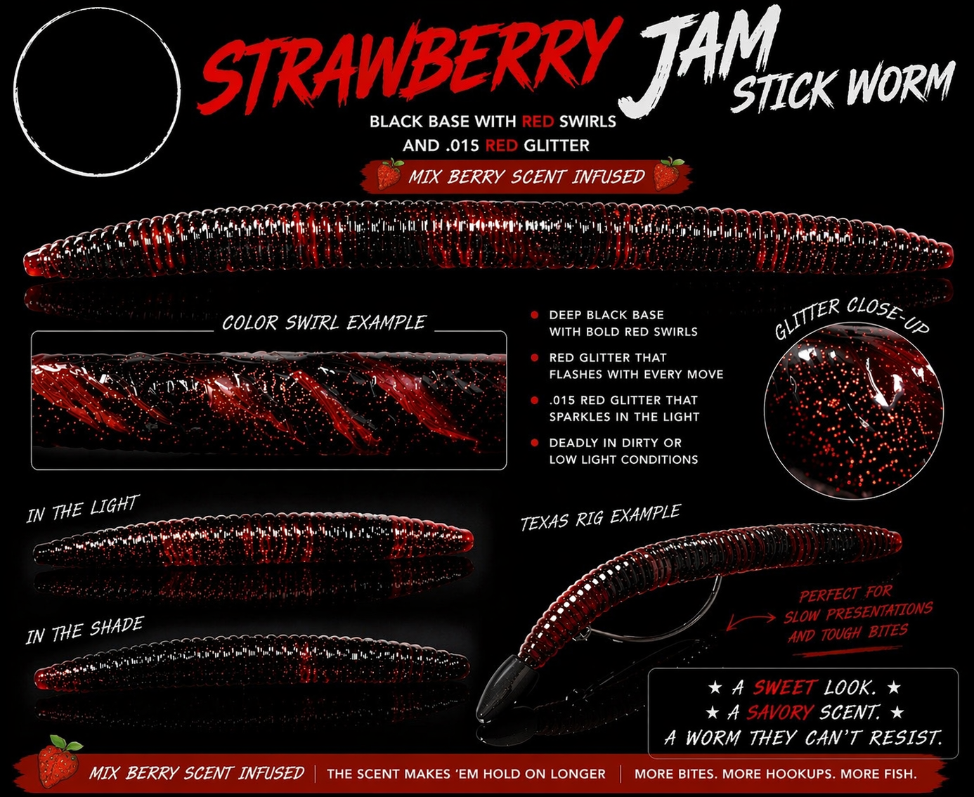Layton's Baits Strawberry Jam 5-inch stick worm